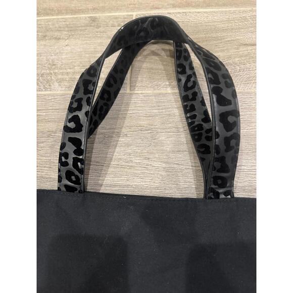 Jimmy Choo Parfums Black Tote Bag Leopard Print Handles Large Carryall - Picture 3 of 6